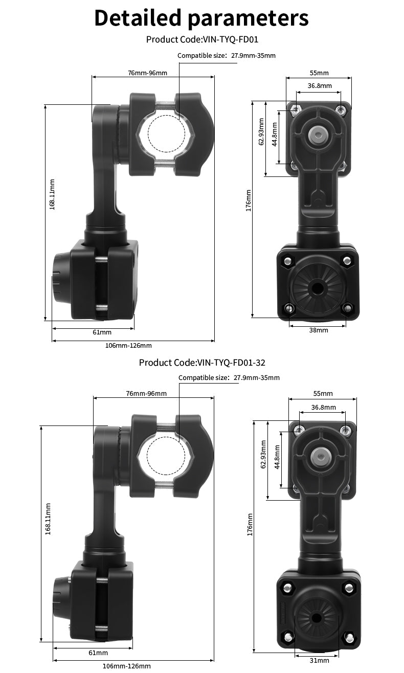 VINmounts 0 Degree Pole Mount for Lowrance Active Target 2 Transducer, Corrosion-Resistant Holder for Boat Fishfinder VIN-TYQ-FD01-AT