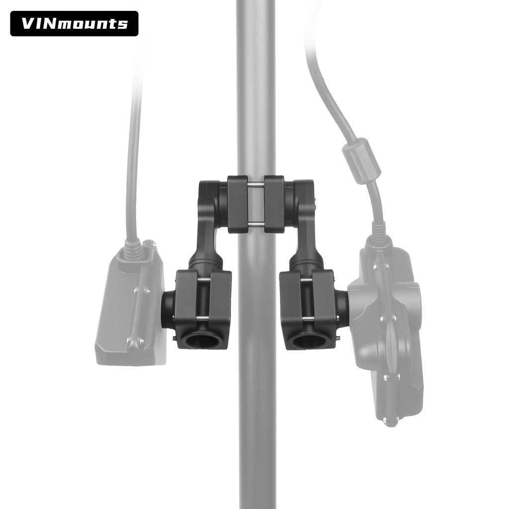 VINmounts Dual Sonar Transducer Mount Compatible with Garmin LiveScope System LVS32 & Lowrance Active Target 2 , Double Device Holder for Sonar/Transducer/Fishfinder VIN-TYQ-FD02-32+AT