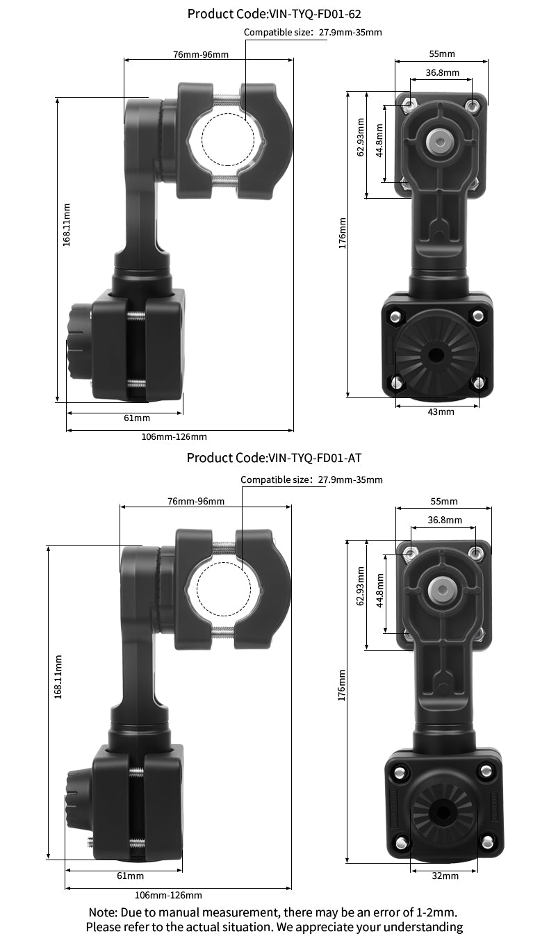 VINmounts 0 Degree Pole Mount for Lowrance Active Target 2 Transducer, Corrosion-Resistant Holder for Boat Fishfinder VIN-TYQ-FD01-AT