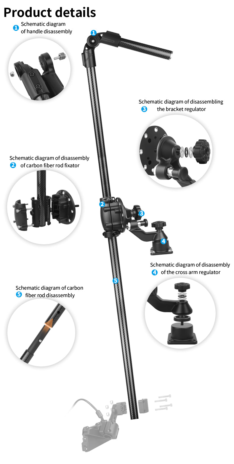 VINmounts Sonar Probe Fixed Carbon Fiber Universal Adjustment Bracket VIN-TYQ-004-ZJ