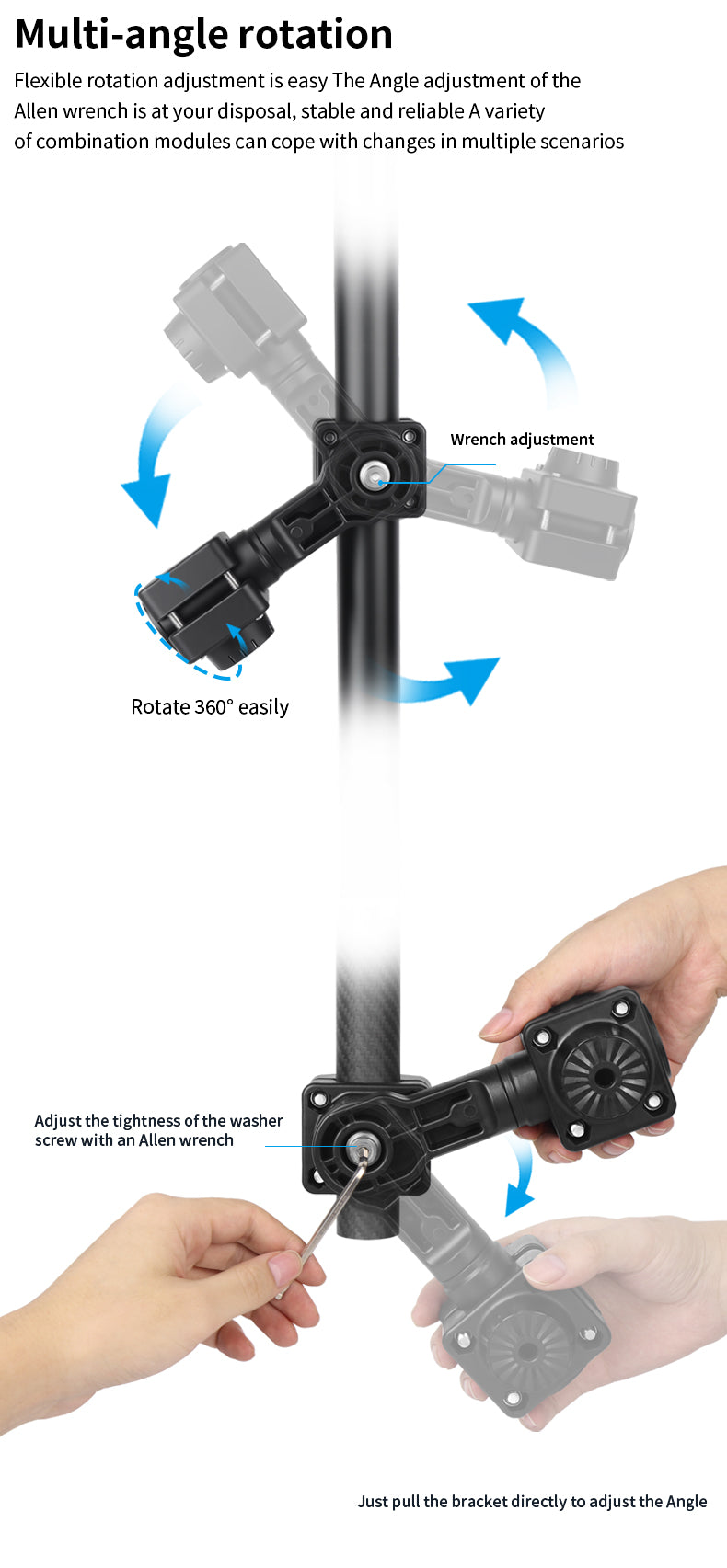 VINmounts 0 Degree Pole Mount for Lowrance Active Target 2 Transducer, Corrosion-Resistant Holder for Boat Fishfinder VIN-TYQ-FD01-AT